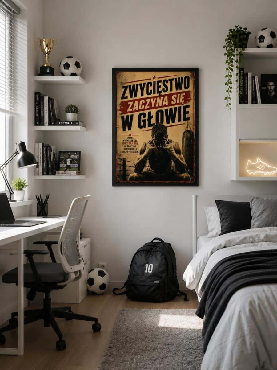 Plakat motywacyjny w stylu Retro | Obraz sportowy- Bokser | Zwycięstwo zaczyna się w głowie 76002 - zdjęcie 7