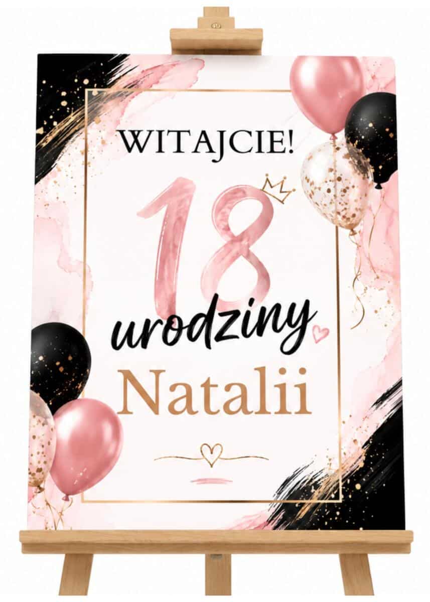 Tablica Powitalna na 18 urodziny w stylu Glamour, Tło do zdjęć na osiemnastkę 31002