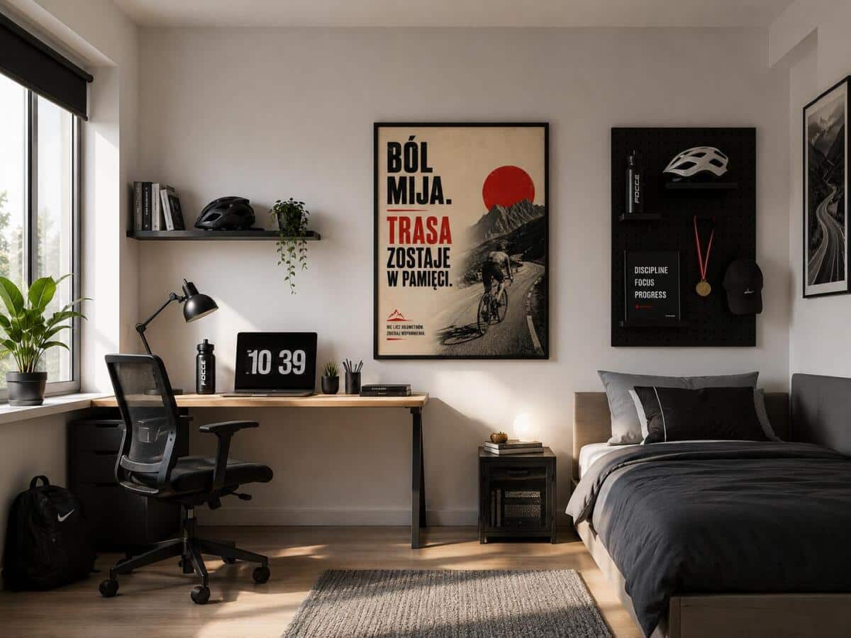 Obraz sportowy z motywacyjnym cytatem | Motywacyjny Plakat z kolarzem 76007 - zdjęcie 7
