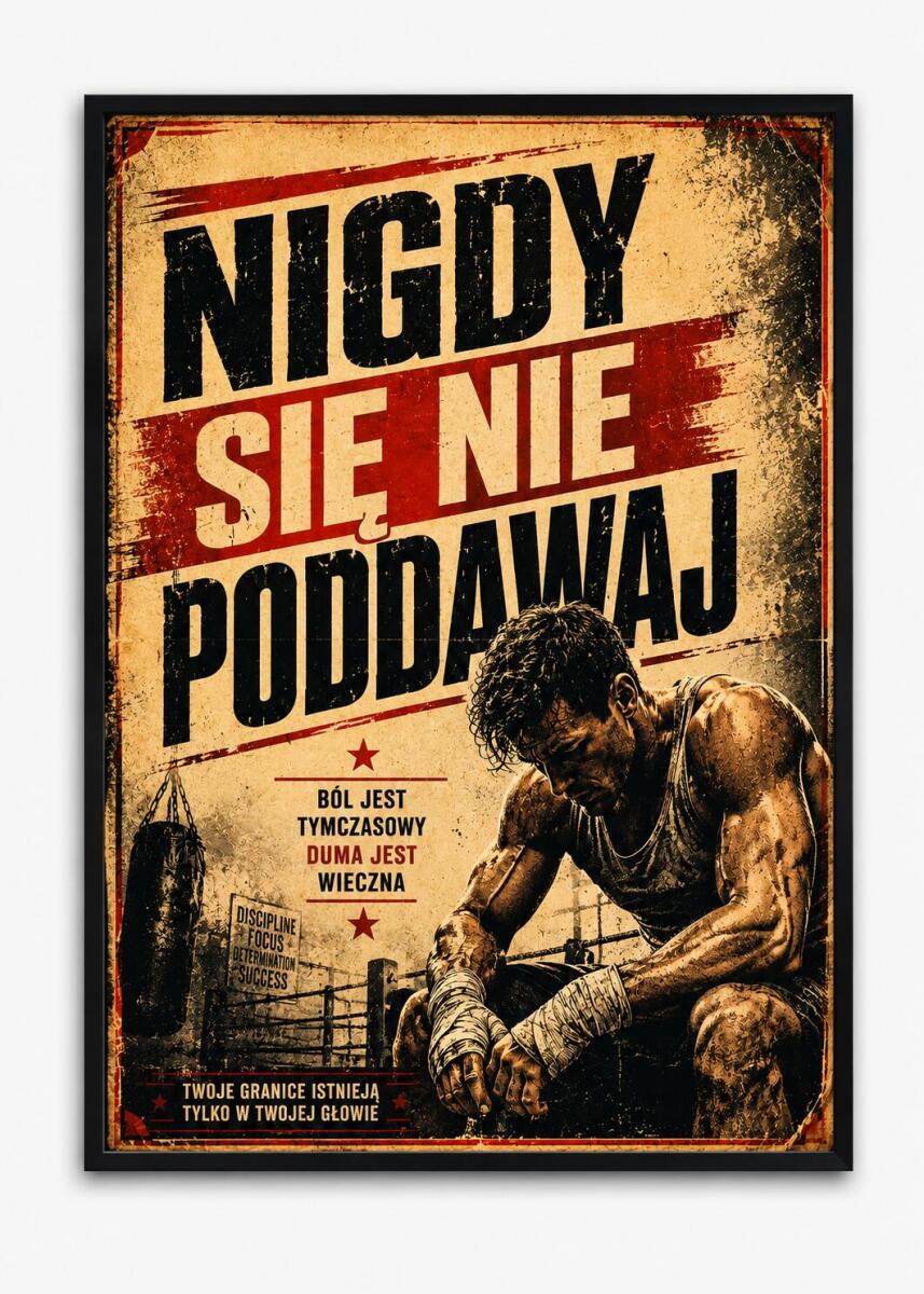 Plakat motywacyjny- Nigdy Się Nie Poddawaj | Dekoracja w stylu retro 76004