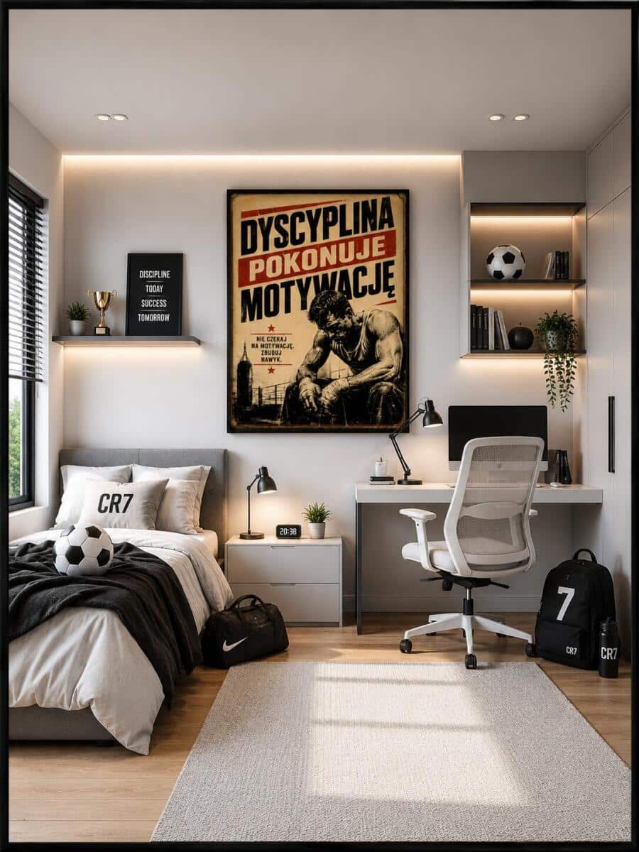 Motywacyjny Plakat Retro- dyscyplina pokonuje motywację | Dekoracja do siłowni, sypialni Loft 76006 - zdjęcie 5