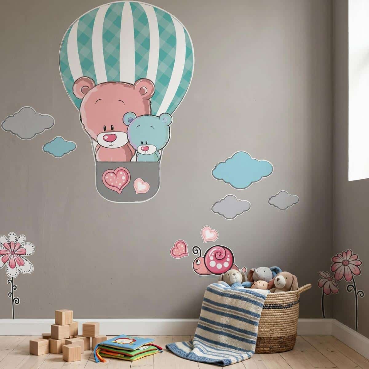 Naklejka ścienna dla dzieci - balony, misie 1410 - zdjęcie 3