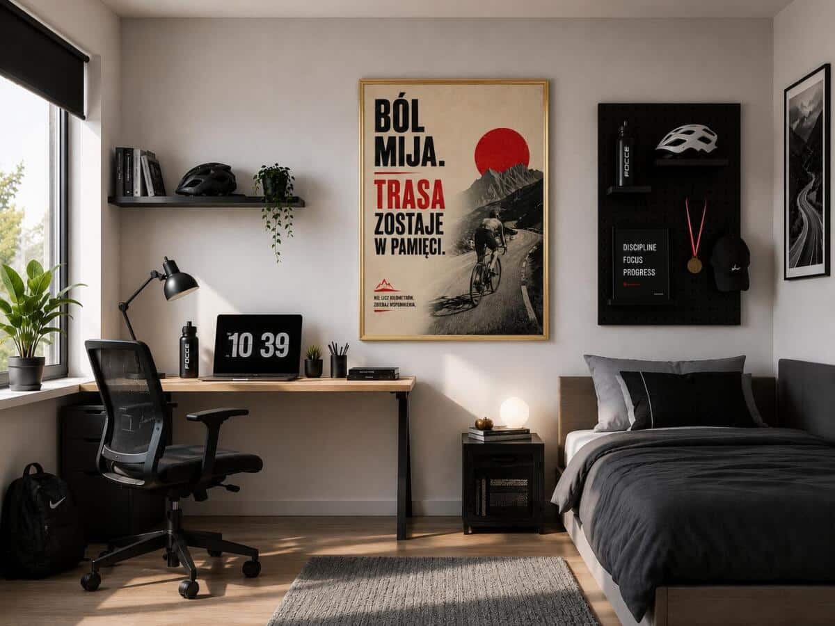 Obraz sportowy z motywacyjnym cytatem | Motywacyjny Plakat z kolarzem 76007 - zdjęcie 3