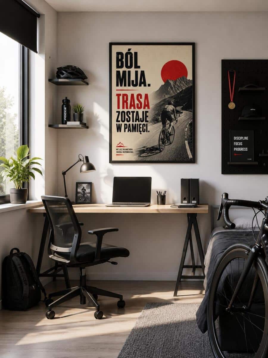 Obraz sportowy z motywacyjnym cytatem | Motywacyjny Plakat z kolarzem 76007 - zdjęcie 2
