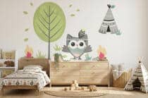 Naklejka ścienna dla dzieci - sowa, drzewko, tipi 7028 - miniaturka 3