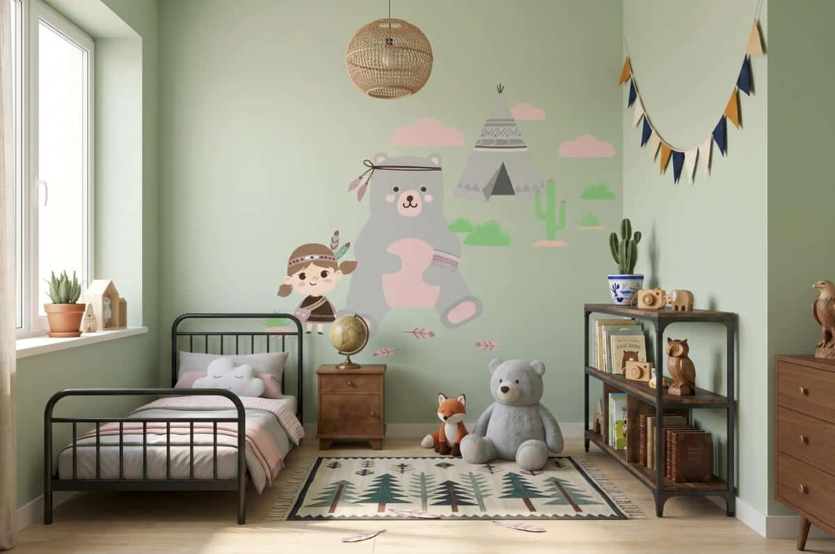 Naklejka ścienna dla dzieci -  misiu, indianie, tipi 7043 - zdjęcie 4