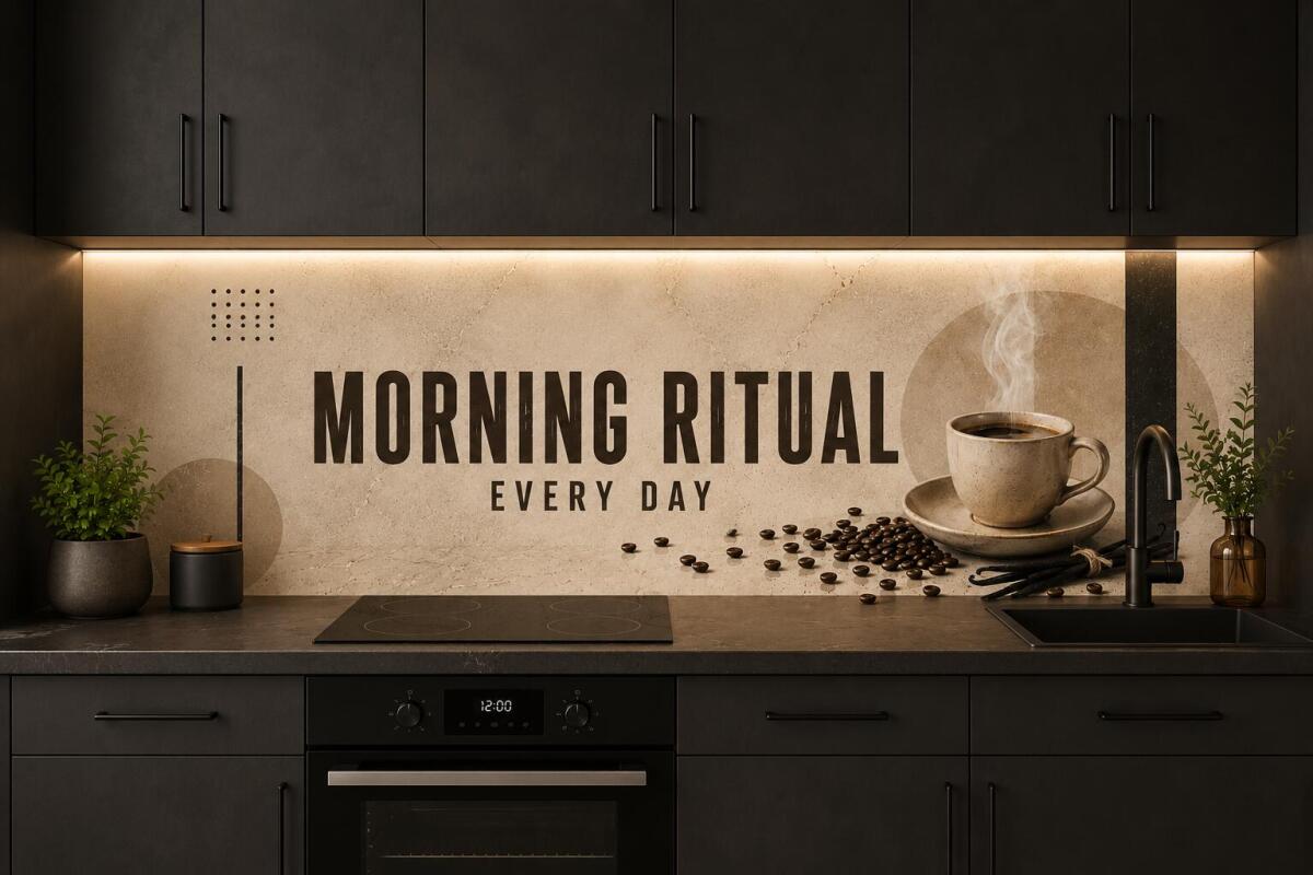 Beżowy Panel nad blat kuchenny- Morning Ritual, Filiżanka Kawy 76029 - zdjęcie 2