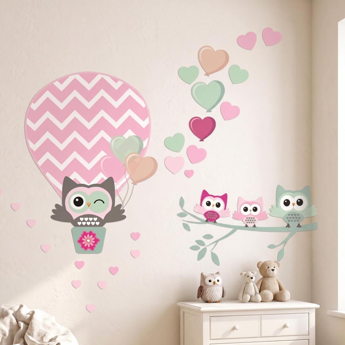 Naklejka ścienna dla dzieci - balony, sowy 1411 - zdjęcie 3