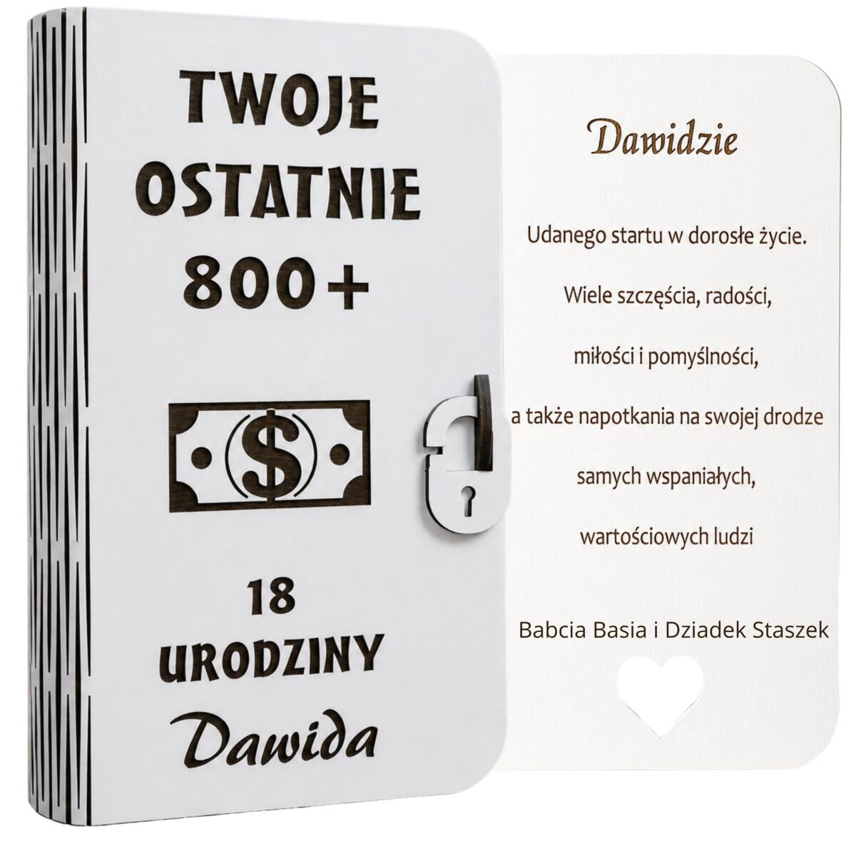 Pudełko na pieniądze- Prezent na 18 urodziny | Życzenia na osiemnastkę- Twoje Ostatnie 800+ 82428