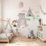 Naklejka ścienna dla dzieci -  misiu, indianie, tipi 7043 - miniaturka 3