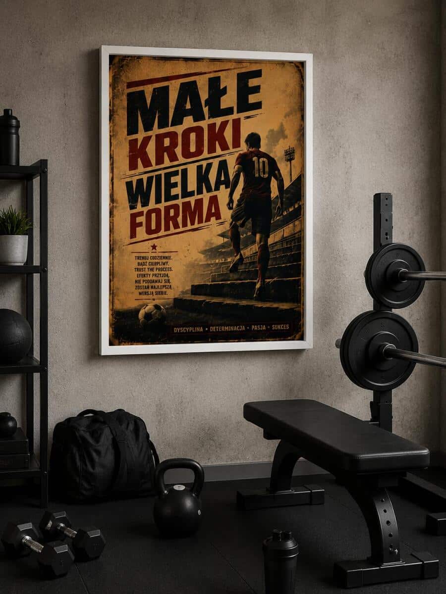 Plakat motywacyjny Vintage | Dekoracja Home Gym Fitness- Plakat sportowy Małe Kroki wielka forma 76001 - zdjęcie 6