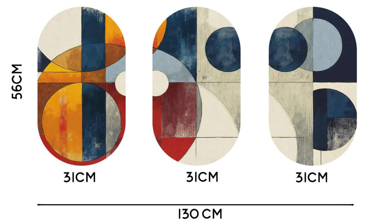 Kolorowe obrazy owalne- Abstrakcyjne kształty vintage, retro 42232 - zdjęcie 4