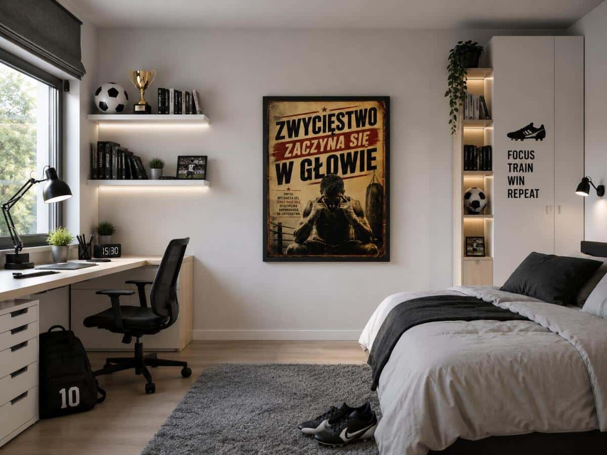 Plakat motywacyjny w stylu Retro | Obraz sportowy- Bokser | Zwycięstwo zaczyna się w głowie 76002 - zdjęcie 5