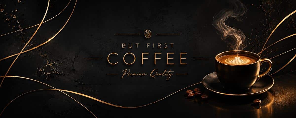 Panel do kuchni Glamour- But First Coffee | Czarno-złoty Lacobel nad blat kuchenny 76012 - zdjęcie 3