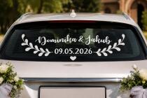 Naklejka na samochód- Imiona Pary Młodej i data | Dekoracja auta do ślubu 51204 - miniaturka 5