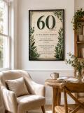 Plakat na 60-tkę dla mężczyzny - Eleganckie życzenia | Prezent na 60 urodziny 31023 - miniaturka 4