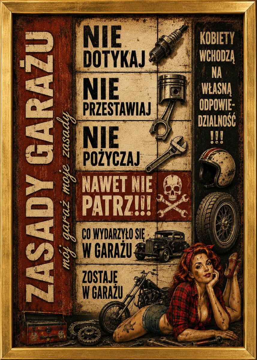 Śmieszny Plakat dla mężczyzny– Zasady Garażu, Regulamin warsztatu 76092