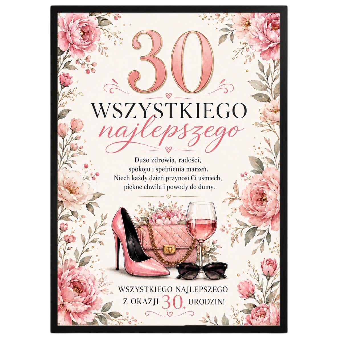 Plakat z życzeniami na 30 urodziny - Kwiaty | Pamiątka na 30-tkę dla kobiety 31028 - zdjęcie 5