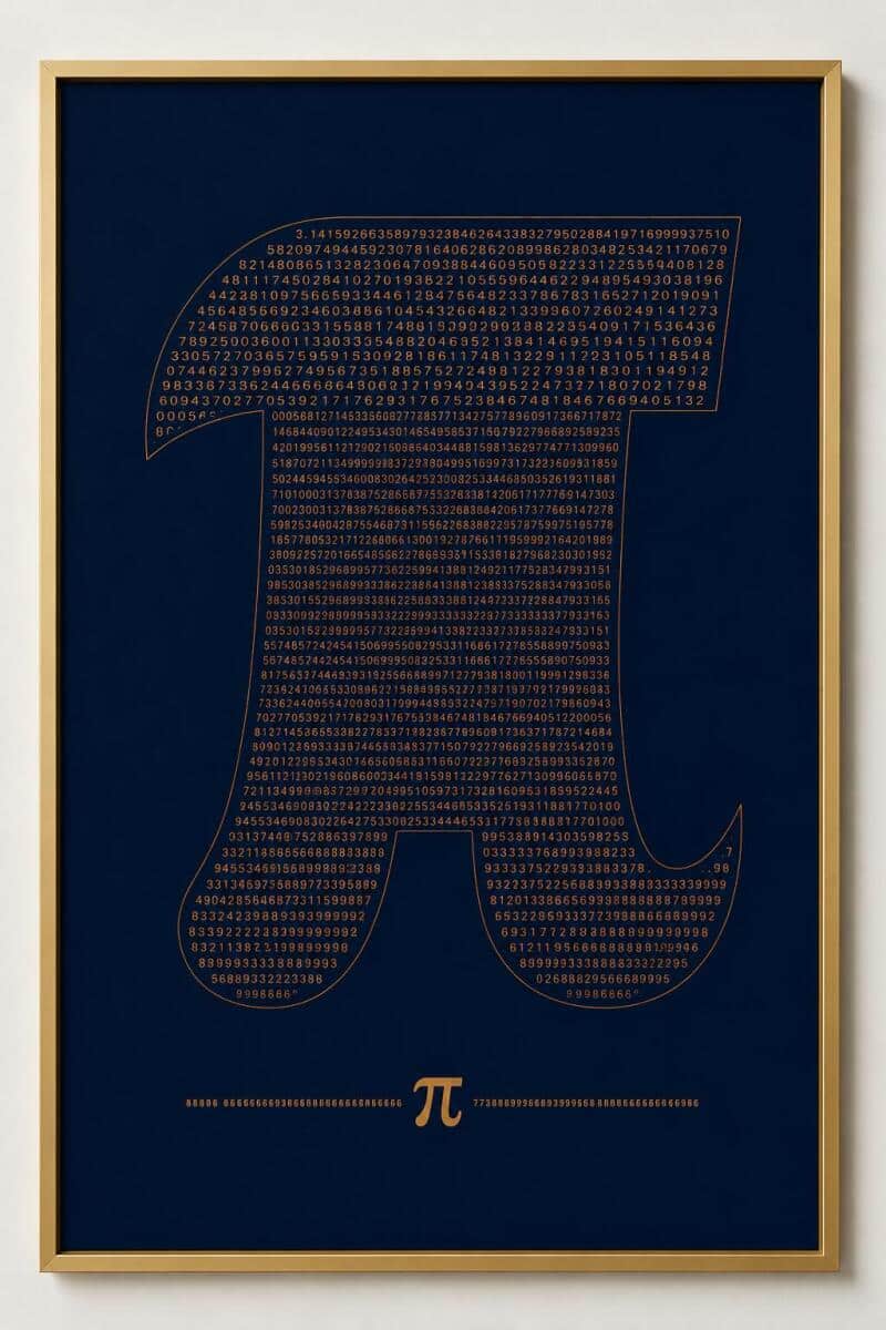 Plakat Matematyczny- Złota Liczba Pi π | Obraz Naukowy do biura, gabinetu, pokoju ucznia 70134