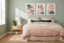 Zestaw 3 Plakatów Botanicznych Japandi | Pastelowe Liście Modern Organic do Salonu 42255 - miniaturka 4