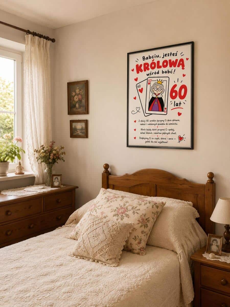 Plakat z życzeniami dla babci - 60 lat | Pamiątka urodzinowa 31021 - zdjęcie 4