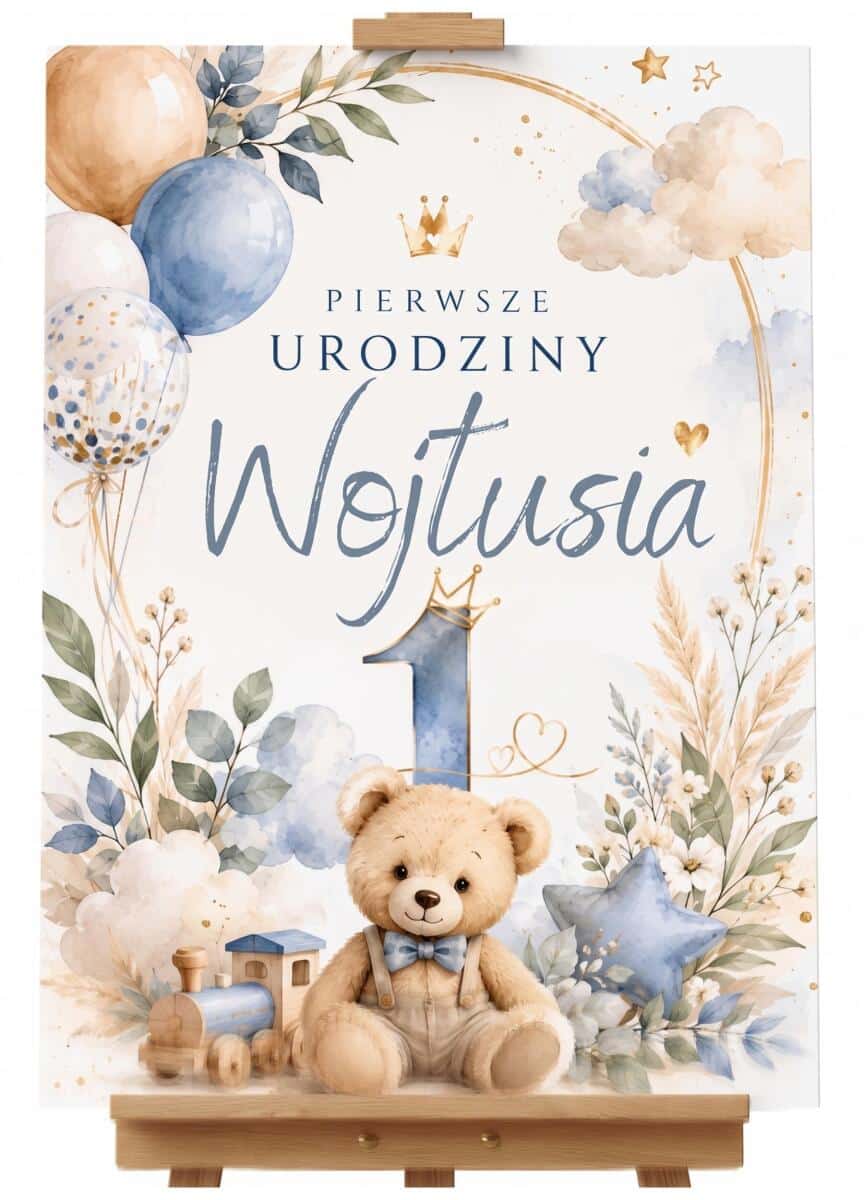 Personalizowana Tablica na Pierwsze Urodziny Chłopca | Tablica powitalna na Roczek 31036