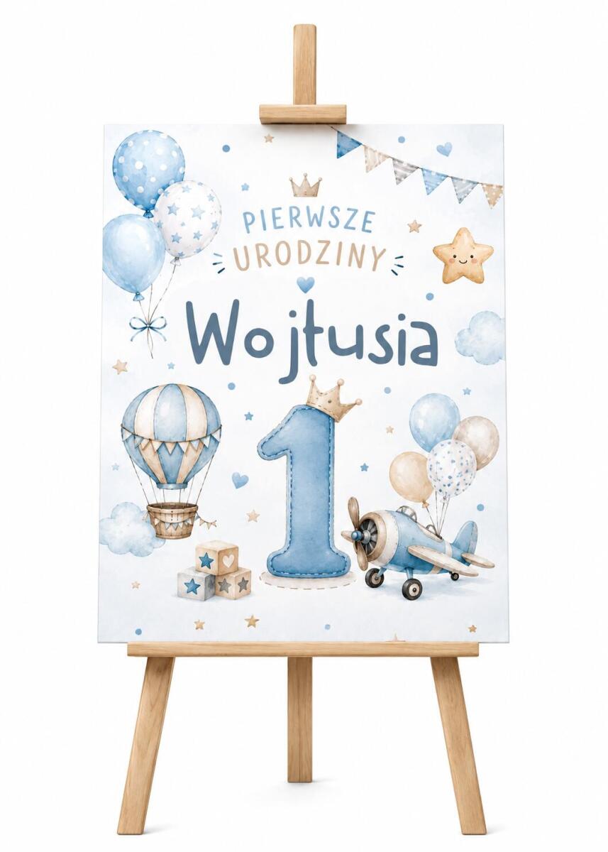 Dekoracja na Pierwsze Urodziny Chłopca – Tablica Powitalna z Imieniem 31038 - zdjęcie 4