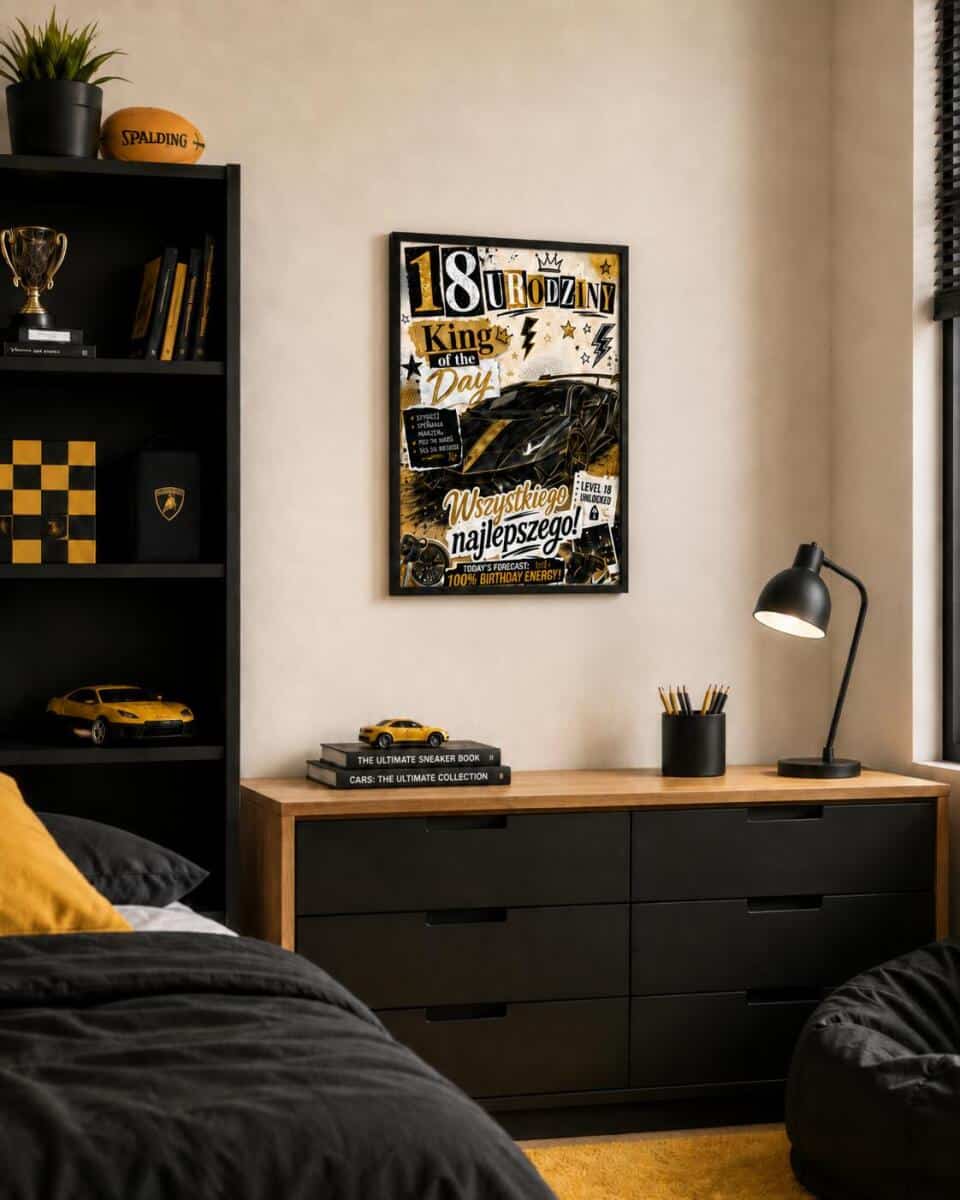 Plakat z autem na 18 urodziny  | Motoryzacyjny prezent dla chłopaka na osiemnastke  31012 - zdjęcie 4