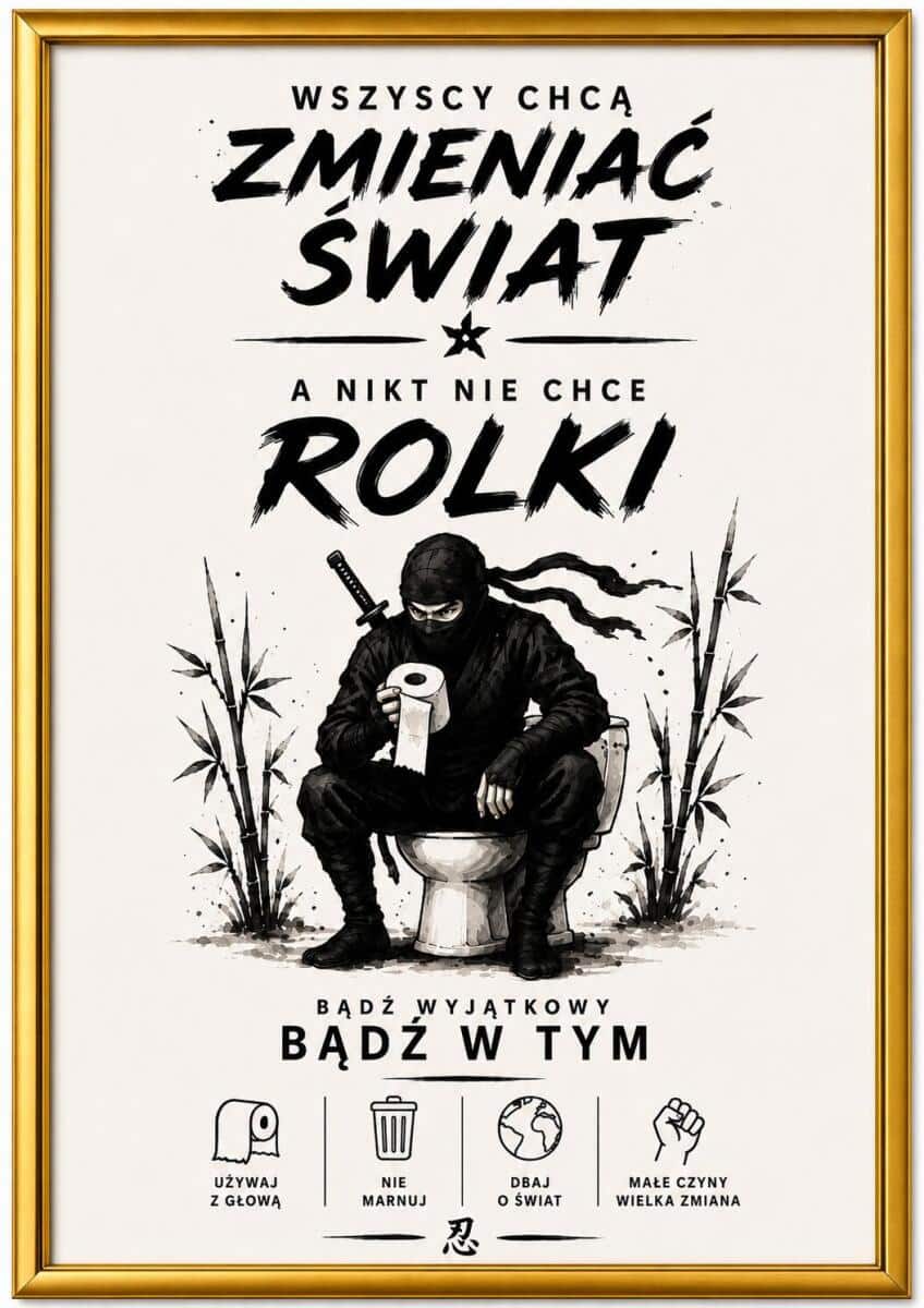 Śmieszny Plakat do Toalety- Ninja | Oryginalna Dekoracja do WC 76071 - zdjęcie 4