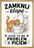 Śmieszny Plakat z Kotem do Łazienki | Obraz do WC- Zamknij Klapę | Oryginalna Ozdoba do toalety 76078 - miniaturka 4