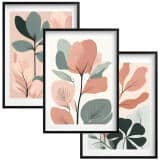 Zestaw 3 Plakatów Botanicznych Japandi | Pastelowe Liście Modern Organic do Salonu 42255 - miniaturka 1