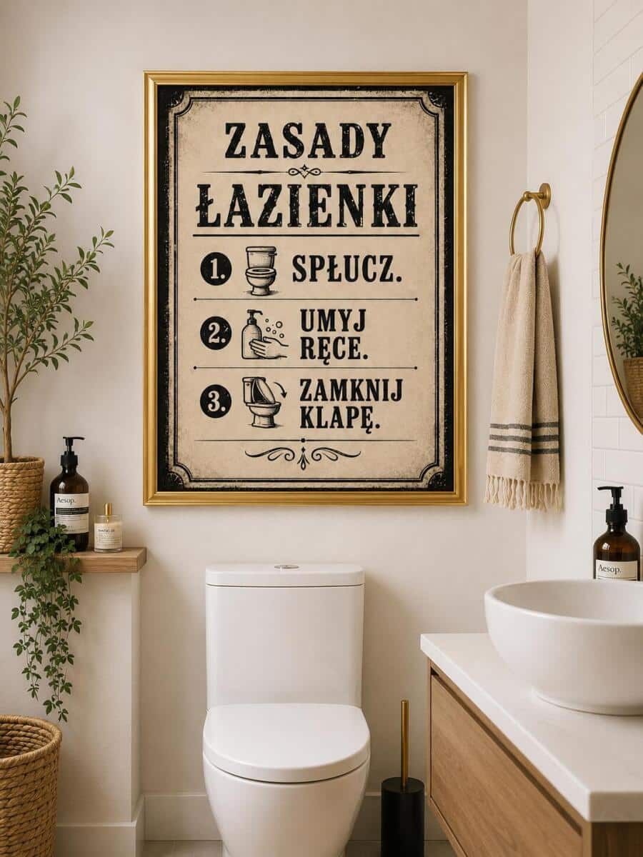Plakat do WC w stylu Retro- Zasady Łazienki 76079 - zdjęcie 2