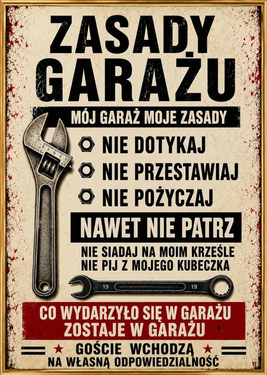 Zabawny Plakat do warsztatu | Obraz w stylu Vintage dla mężczyzny- Zasady garażu 76093 - zdjęcie 3