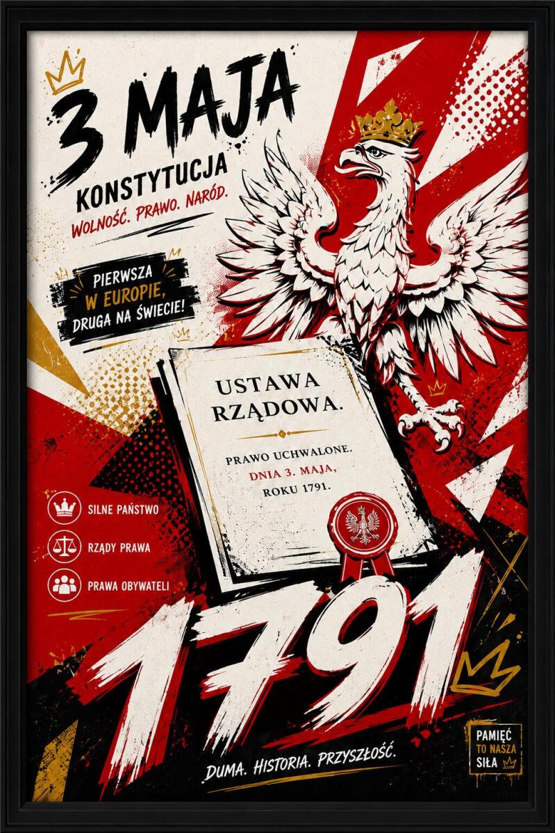 Plakat Patriotyczny- Konstytucja 3 Maja | Obraz edukacyjny do klasy historycznej 70137 - zdjęcie 3