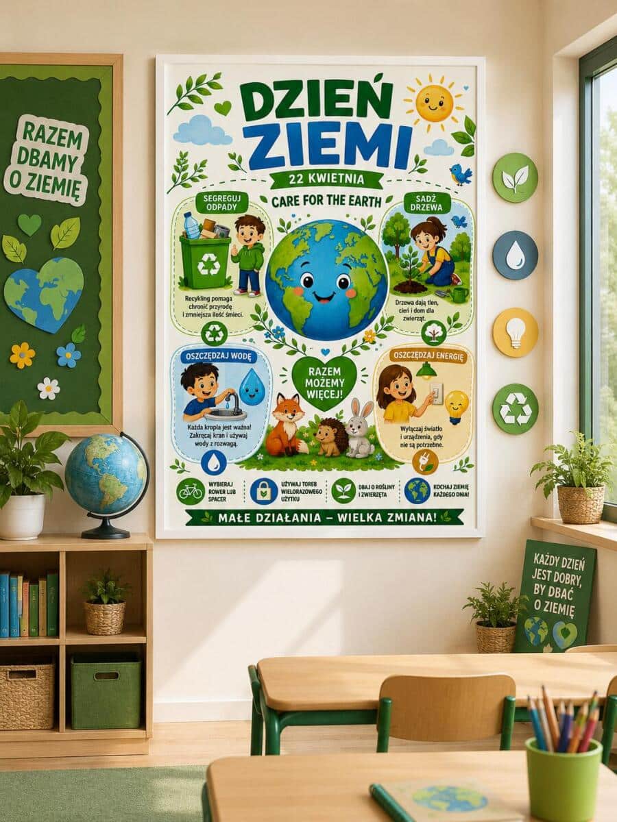 Plakat edukacyjny dla dzieci- Dzień ziemi, Ekologia | Obraz do szkoły, przedszkola 70135 - zdjęcie 3