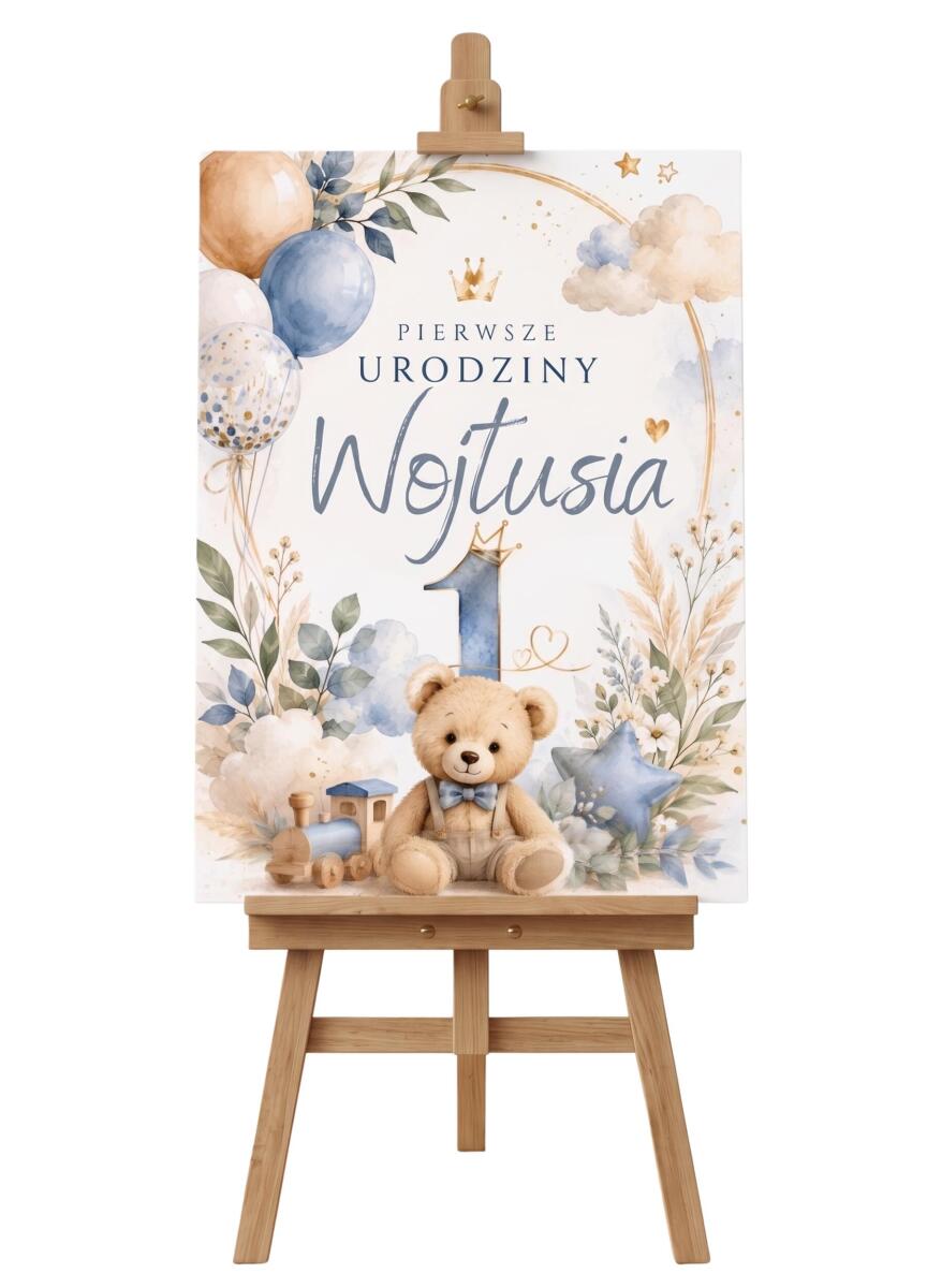 Personalizowana Tablica na Pierwsze Urodziny Chłopca | Tablica powitalna na Roczek 31036 - zdjęcie 3