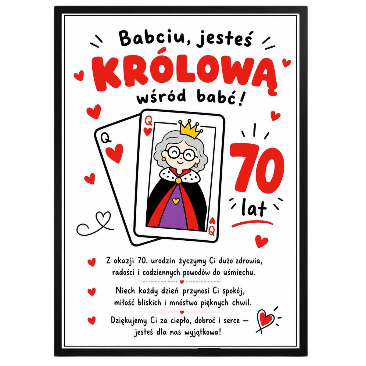 Plakat z życzeniami dla babci - 70 lat | Pamiątka urodzinowa 31015