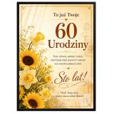 Plakat na 60-tkę dla kobiety - Żółte kwiaty | Upominek na 60 urodziny z życzeniami 31022 - miniaturka 5