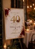 Elegancka Tablica Powitalna na 40 Rocznicę Ślubu, Rubinowe Gody | Tablica z imionami na Jubileusz 31066 - miniaturka 4