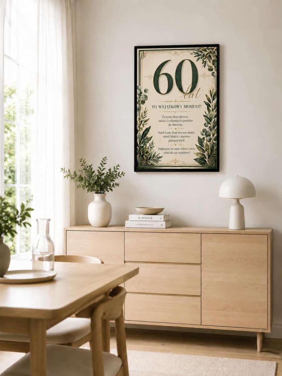 Plakat na 60-tkę dla mężczyzny - Eleganckie życzenia | Prezent na 60 urodziny 31023 - zdjęcie 2