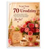 Plakat na 70 urodziny z życzeniami - Kwiaty | Prezent na 70-tkę 31016 - miniaturka 1
