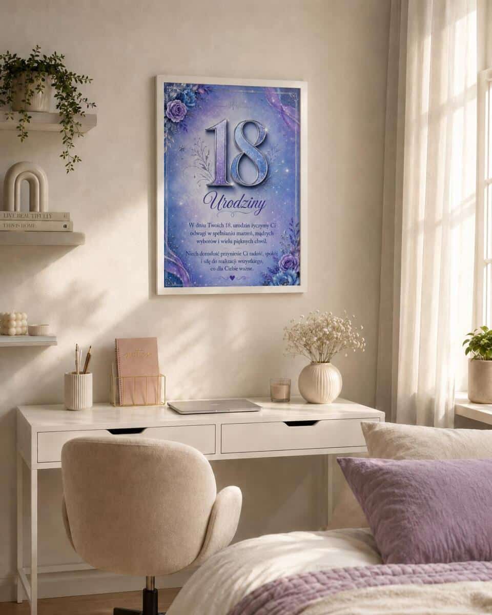 Plakat na osiemnastkę z życzeniami - Kwiaty | Pamiątka 18 urodzin  31013 - zdjęcie 2