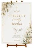 Elegancki Plakat powitalny na chrzciny | Tablica Chrzest Święty- Biel i Złoto 31046 - miniaturka 1