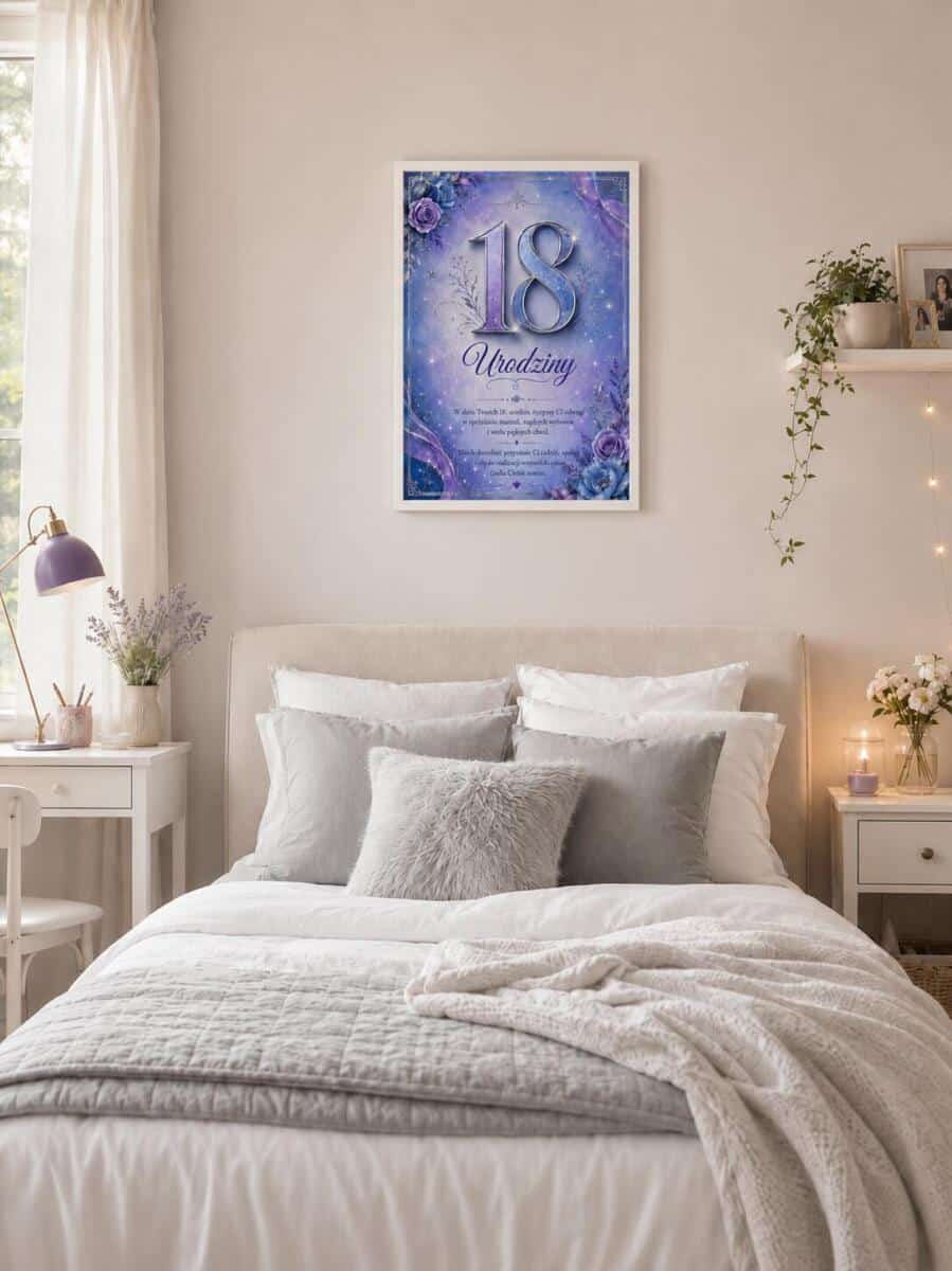 Plakat na osiemnastkę z życzeniami - Kwiaty | Pamiątka 18 urodzin  31013 - zdjęcie 4