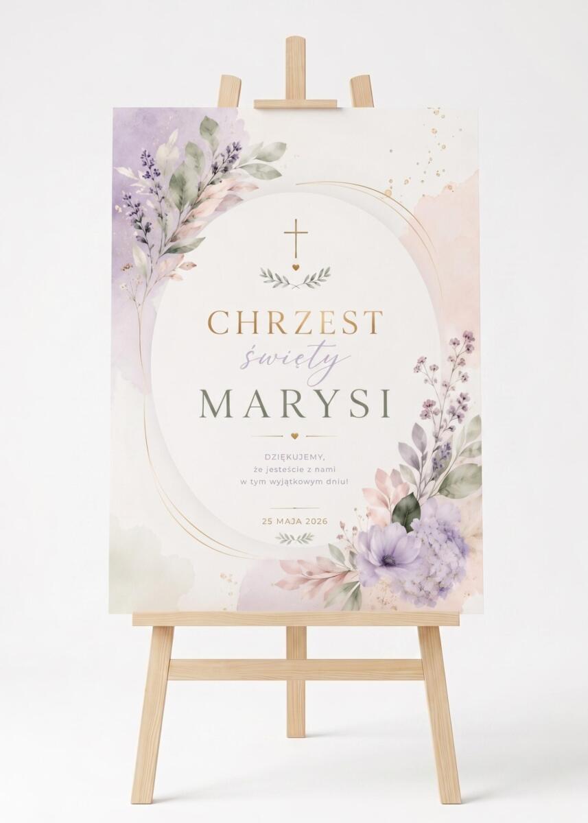 Tablica powitalna na chrzest święty | Pastelowy plakat na chrzciny boho 31047 - zdjęcie 3