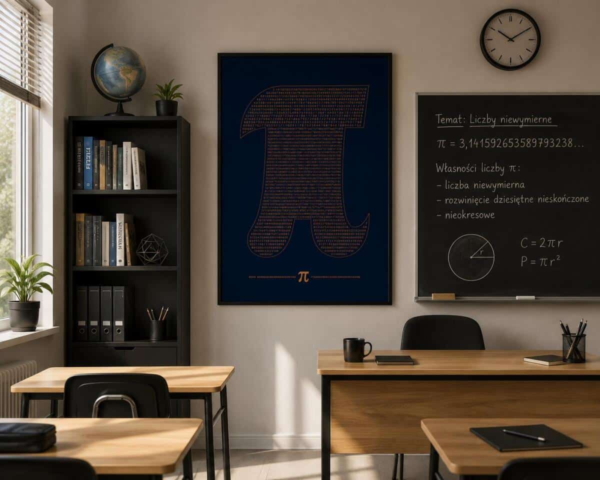 Plakat Matematyczny- Złota Liczba Pi π | Obraz Naukowy do biura, gabinetu, pokoju ucznia 70134 - zdjęcie 2