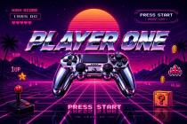 Fioletowa Fototapeta do Pokoju Gracza – Synthwave, Retro, Arcade 76109 - miniaturka 3