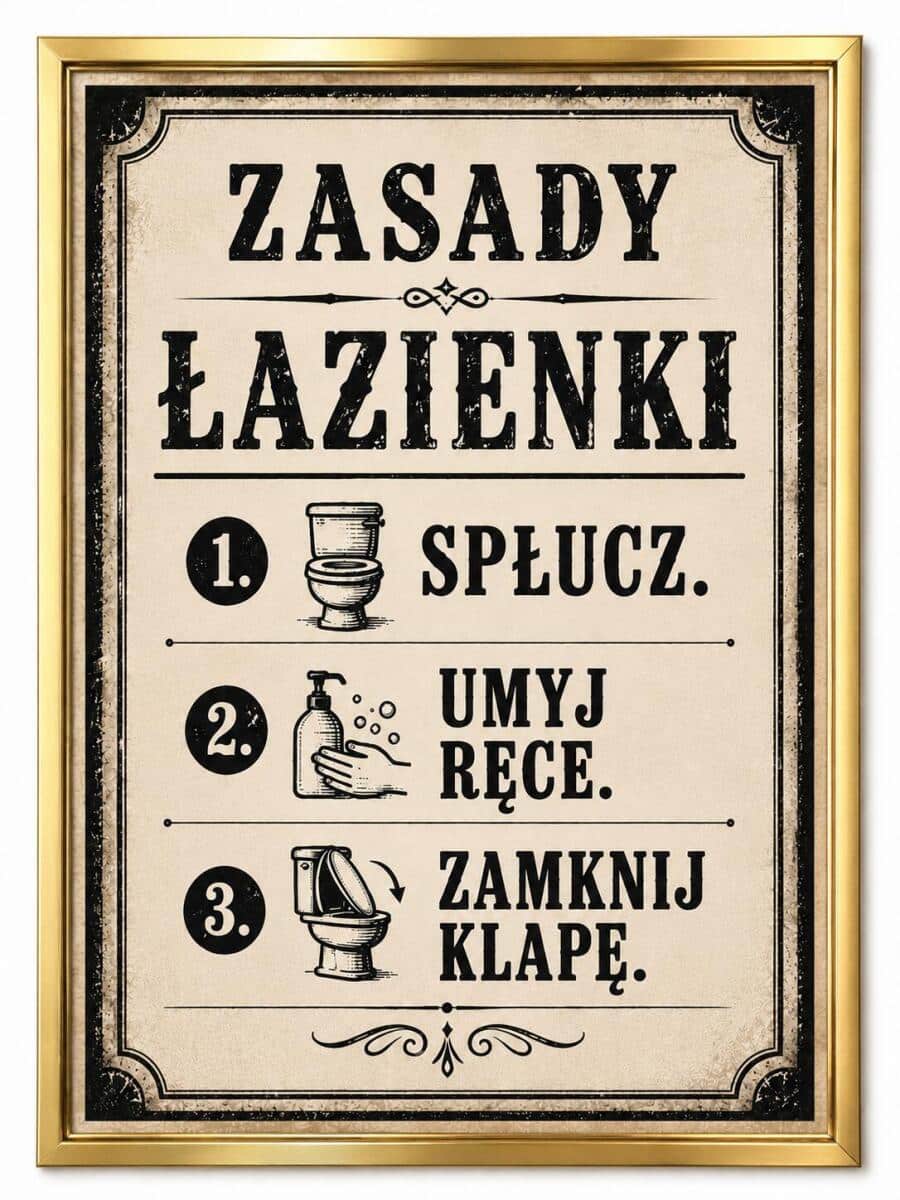 Plakat do WC w stylu Retro- Zasady Łazienki 76079