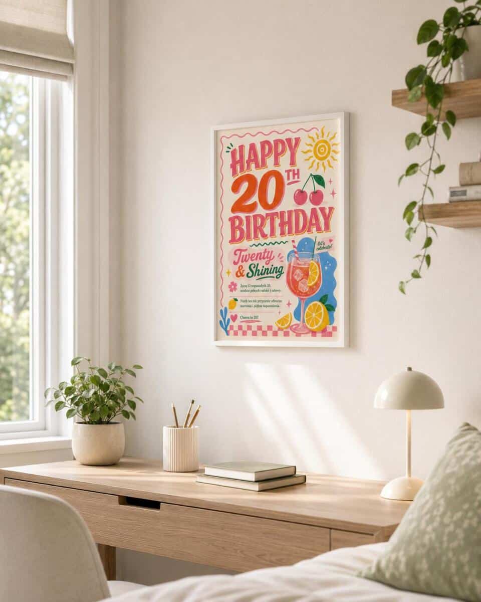 Prezent urodzinowy 20 lat | Plakat na 20 urodziny dla dziewczyny 31025 - zdjęcie 4