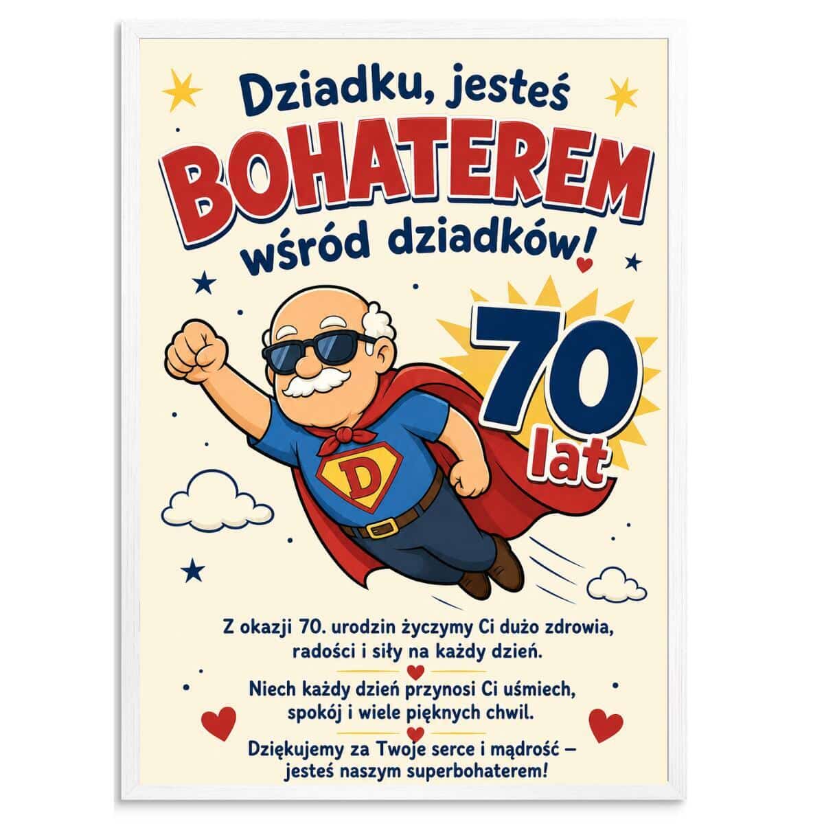 Plakat na 70-tkę dla dziadka - Super dziadek | Prezent na 70 urodziny z życzeniami 31018 - zdjęcie 5